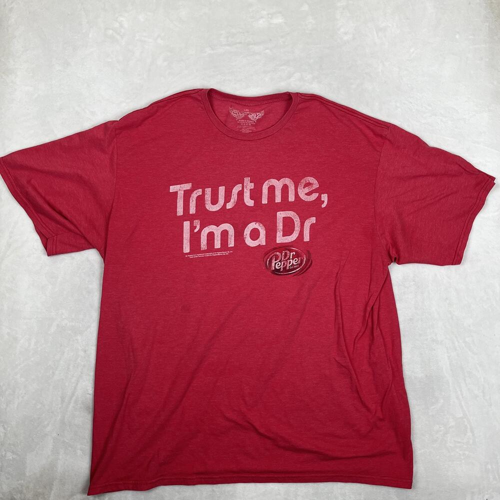 Vintage Dr Pepper T-Shirt Mens 4XL Red Trust Me I'm A Dr Funny Soda Graphic Y2K
